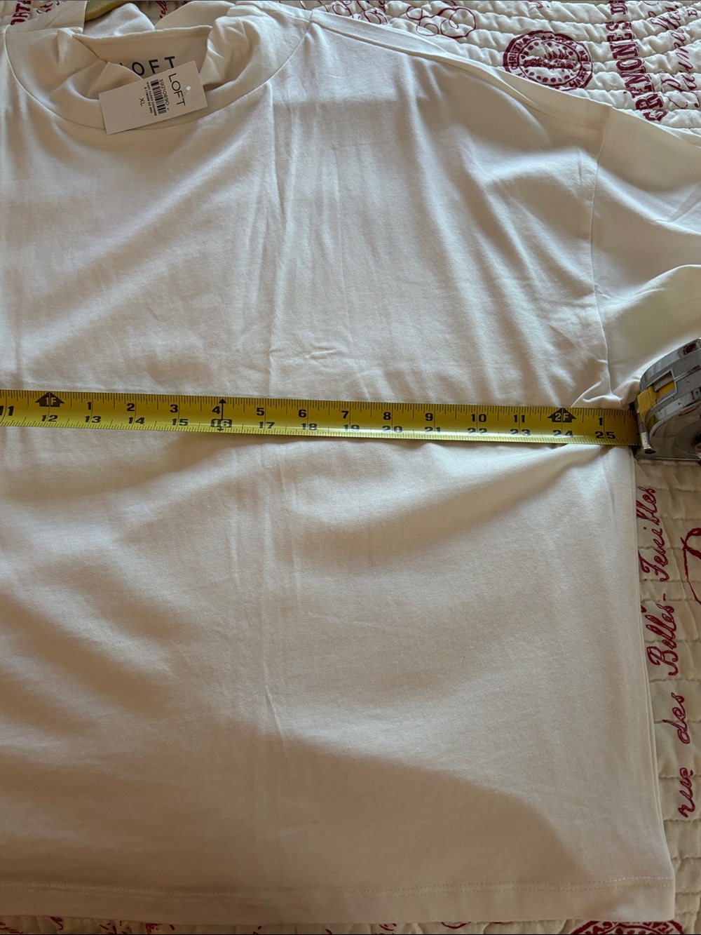 NWT LOFT Cream Mock Neck Oversized Short Sleeve Tee SIZE XL - Picture 8 of 8
